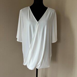 Chicos Faux Wrap Flutter Sleeve Top Blouse - Soft White - Size 3 (16/18)